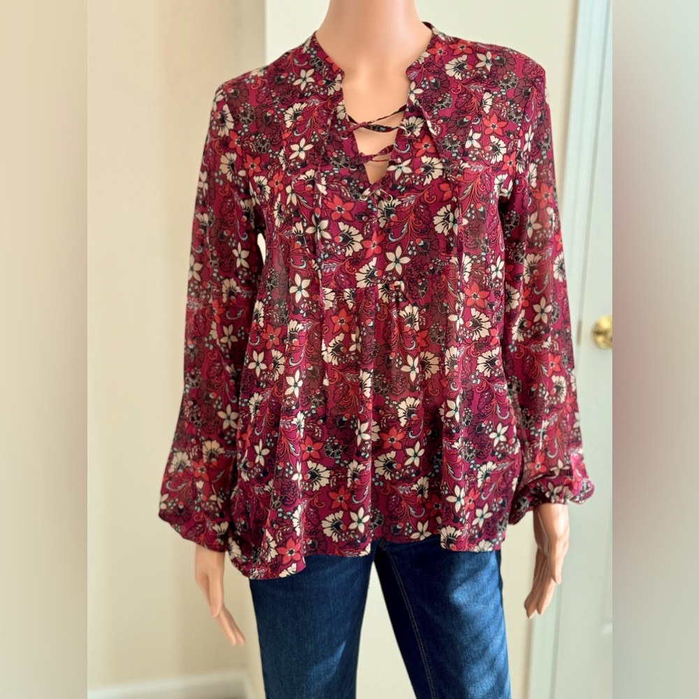Hollister Bohemian Hippie Floral Peasant Top Festival Feminine Boho Size Small